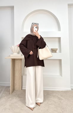 6947-oysho kumaş tunik-acı kahve 