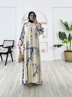 3889-keten kumaş-beline kadar düğmeli elbise-lacivert
