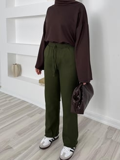 3469-gabardin kumaş cepli pantolon - yeşil 