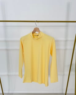 0681-polyemid kumaş-balıkçı yaka uzun kollu tunik-sarı