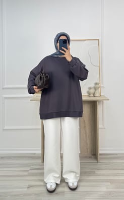 1214-oysho kumaş oversize tunik-füme