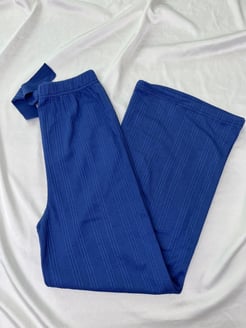 ç9316 - çift burgu bol paça  pijama altı - mavi 