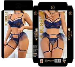 ç2188 - tangalı dantelli jartiyer - lacivert 