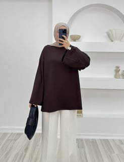 4030-kolları bol oysho tunik-acı kahve