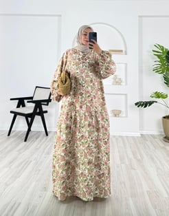 4859-modal kumaş-beline kadar düğmeli elbise-kahverengi