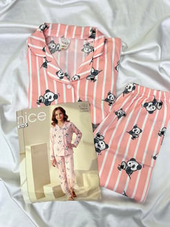 ç5762 - milan lizbon kumaş kız çoçuk pijama takımı-pembe 