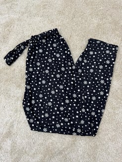 Ç2028 - süet kumaş kar taneli pijama altı - siyah