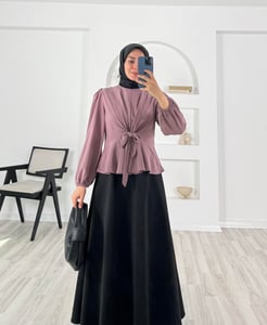 2814 - ÖNÜ BAGLAMALI ZARA MUCIZE BLUZ - MÜRDÜM