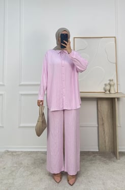 6988-kuşaklı luna pantolonlu takım-pembe