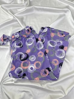 ç4563 - milan kumaş kapri desenli pijama altı - mor 