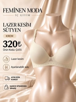 ç655  lazer kesim tül detaylı sütyen-krem