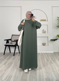 36972 - oysho kumaş uzun elbise - yeşil 