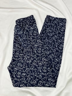 Ç2028 - süet kumaş kedili pijama altı - siyah 