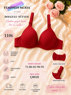 ç0028-DESTEKSİZ SÜTYEN-KIRMIZI