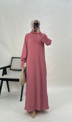 9249 B33+Kendinden Piliseli Burgu Elbise pembe