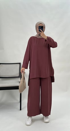 2126-ayrobin kumaş-düz model ikili takım-mürdüm