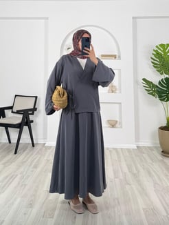 5647-cupra kumaş-üstü kimono etekli takım-füme