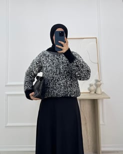 456-nokta desenli triko kazak-siyah
