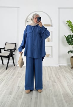 6896-çilek kumaş-önü cepli pantolonlu takım-mavi