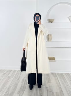 7609-kuşaklı kaşe pardesü-krem 