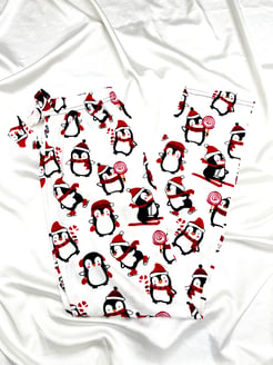 Ç2028 - süet kumaş penguen desenli yazılı pijama altı - beyaz