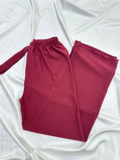 2562-bürümcük kumaş-beli lastikli pantolon-bordo