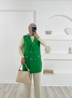 4786-keçe kumaş-önü cepli düğmeli yelek-benetton yeşili