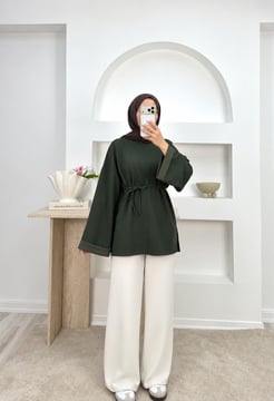 4628-oysho kumaş tunik-yeşil