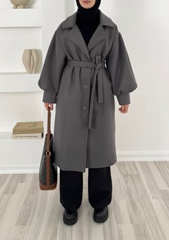 7563-balon kol astarlı düğmeli örme kaşe-antrasit