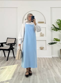 1502-dabıl krep kumaş-ip askılı jile-bebe mavisi