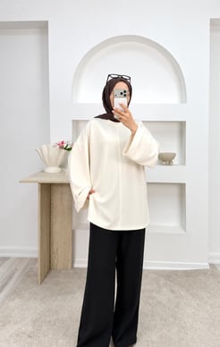 4628-oysho kumaş tunik-krem