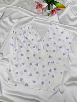 Ç565 - mor kalpli pijama altı - beyaz