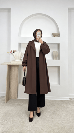3196 bondit kumaş trenç - acı kahve 