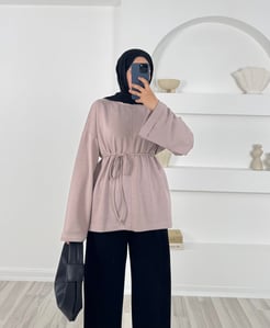 4206 - oysho kumaş yanları yırtmaçlı tunik - taş