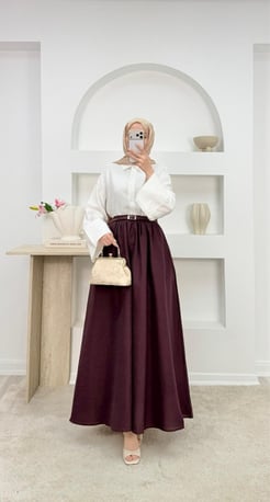 5503-lilyum kumaş cepli etek-bordo