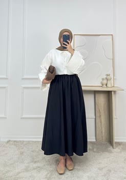 1450-paraşüt kumaş cepli etek-siyah