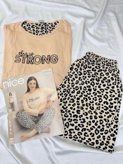 Ç5524 - büyük beden milan leopar pijama takımı 