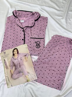 Ç5481 -MİNİK KALPLİ PİJAMA TAKIMI - GÜL KURUSU