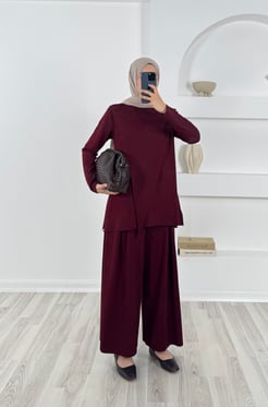 5377-önü simetrik oysho takım-bordo