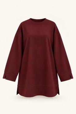 4621-oysho kumaş bisiklet yaka sweatshirt-bordo