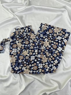 ç4563 - milan kumaş kapri çiçekli  pijama altı -  lacivert 