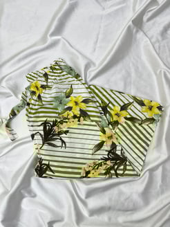 Ç3121 Pamuklu Kapri Pijama Altı Yeşil Yaprak 