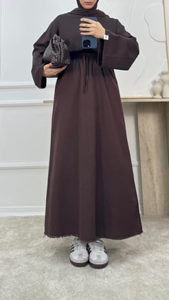 9731-gabardin kumaş cepli etek - acı kahve 