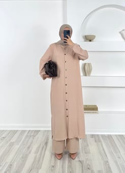 8454 - örme kumaş pantollonlu takım - somon 