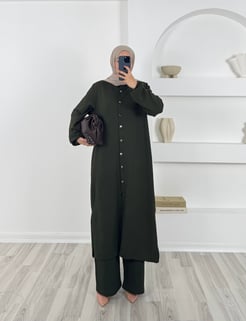 8454 - örme kumaş pantollonlu takım - haki
