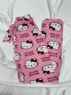 Ç2028 - süet kumaş hello kıty pijama altı - PEMBE  