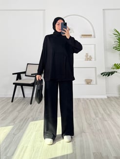 5394 - oysho kumaş paçalı tunik - siyah 