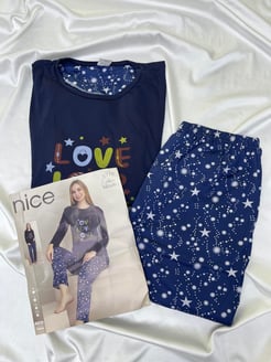 ç5776-milan lizbon kumaş pijama takımı-lacivert