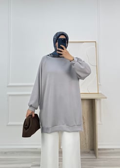 3047-oysho kumaş uzun tunik-gri