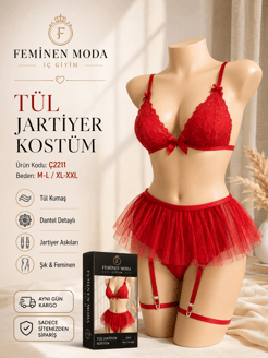 ç2211-tül jartiyer-kırmızı